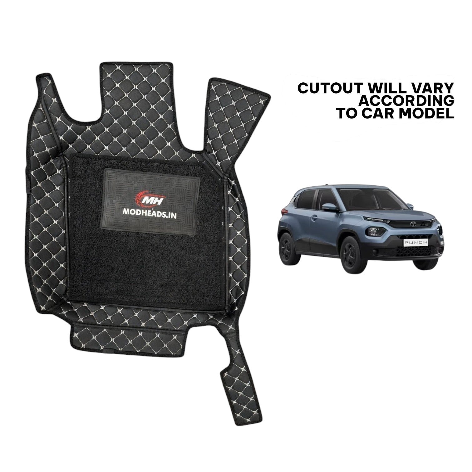 7D Mats for Tata Punch 2021+ | Black/Silver - Modheads.in