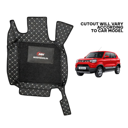 7D Mats For Maruti Suzuki S Presso | Black/Silver - Modheads.in