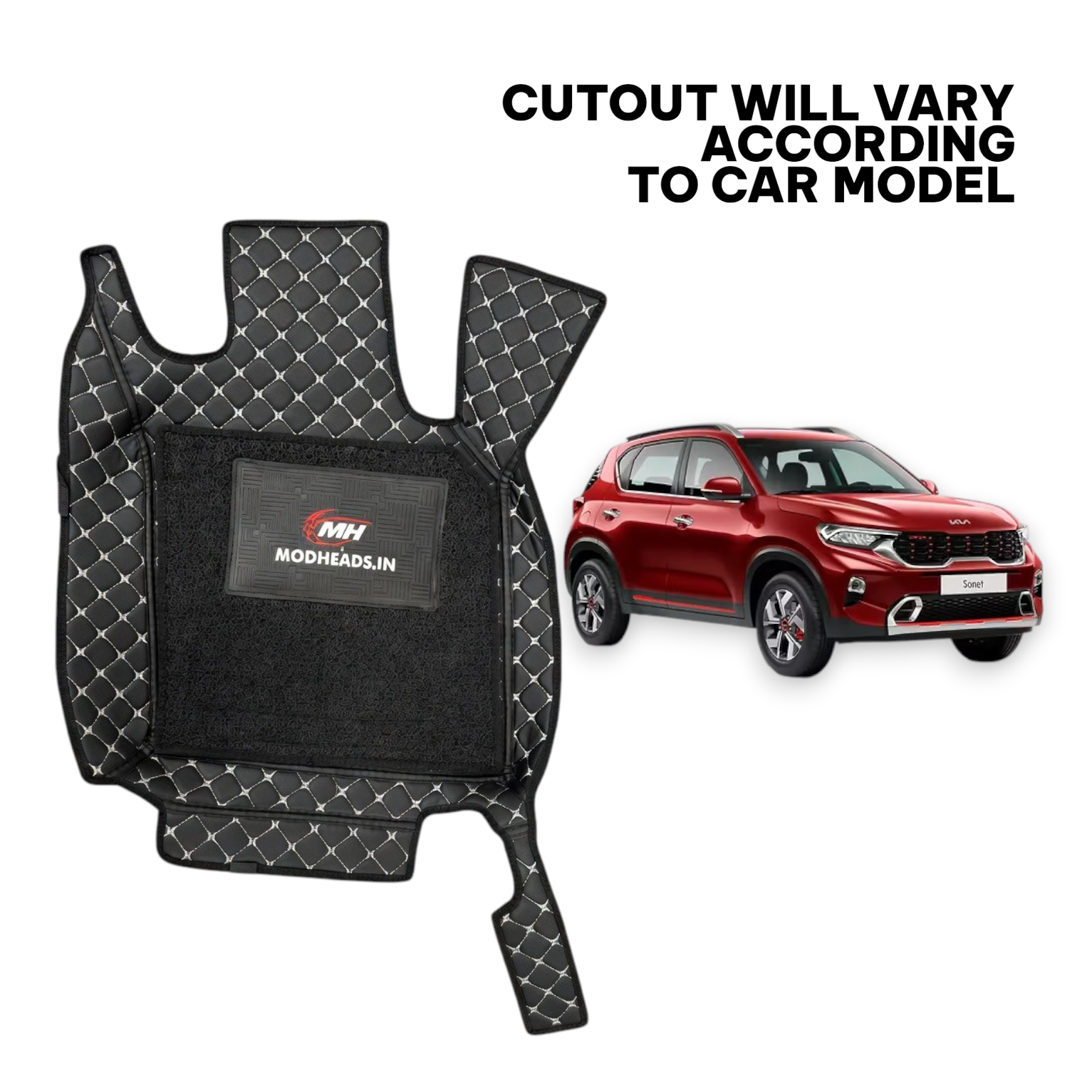 7D Mats For Kia Sonet 2020-2024 | Black/Silver - Modheads.in