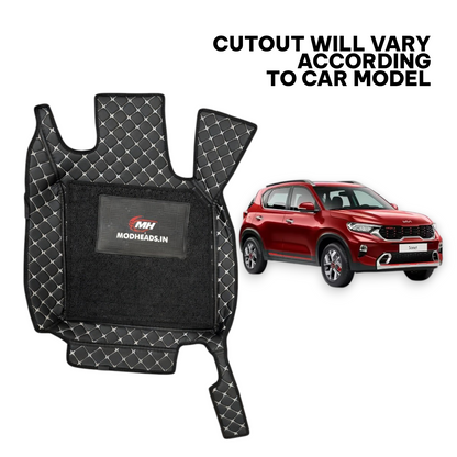7D Mats For Kia Sonet 2020-2024 | Black/Silver - Modheads.in