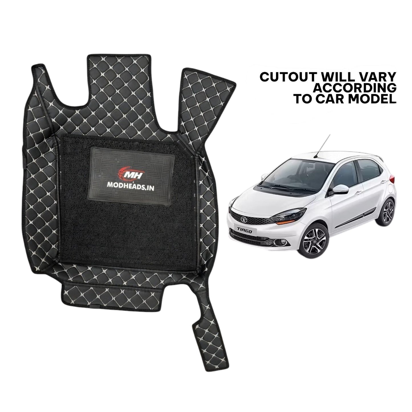 7D Mats For Tata Tiago 2016-2020 | Black/Silver - Modheads.in