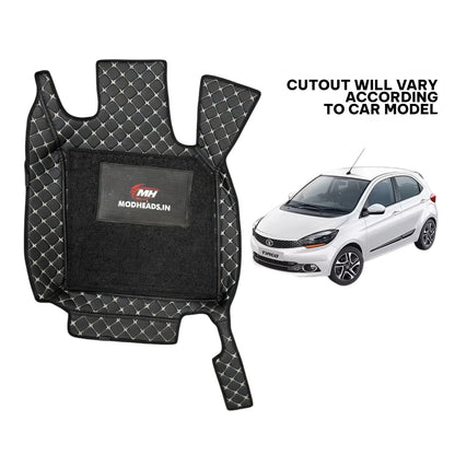 7D Mats For Tata Tiago 2016-2020 | Black/Silver - Modheads.in