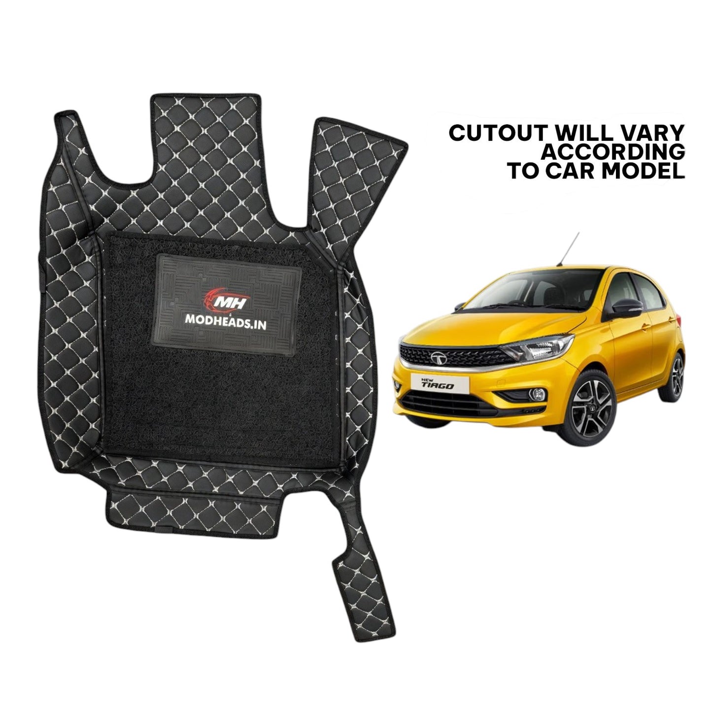 7D Mats For Tata Tiago 2020+ | Black/Silver - Modheads.in