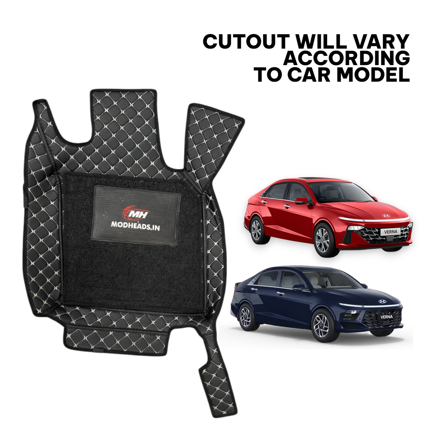 7D Mats For Verna 23+/26+ | Black/Silver - Modheads.in