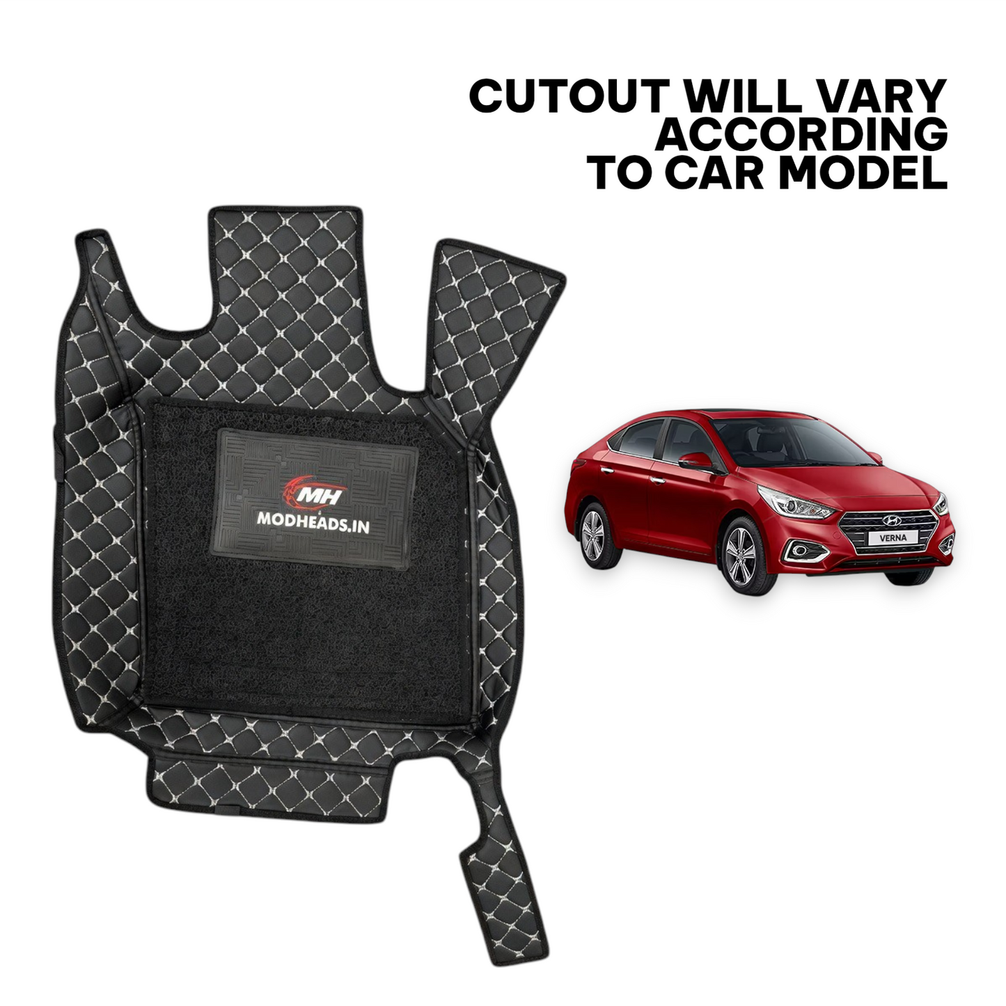 7D Mats For Verna 2017-2020 | Black/Silver - Modheads.in
