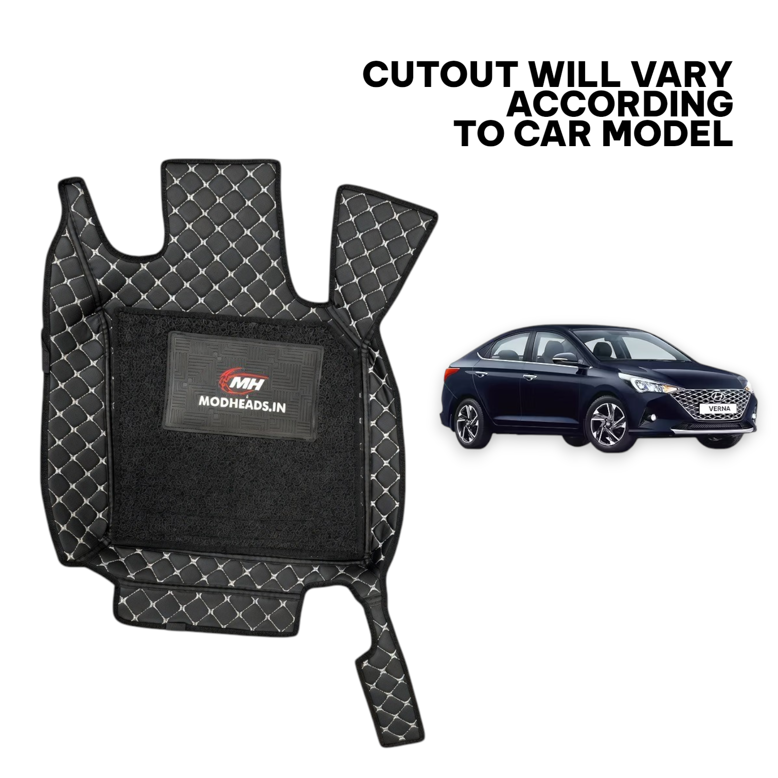 7D Mats For Verna 2020-2023 | Black/Silver - Modheads.in