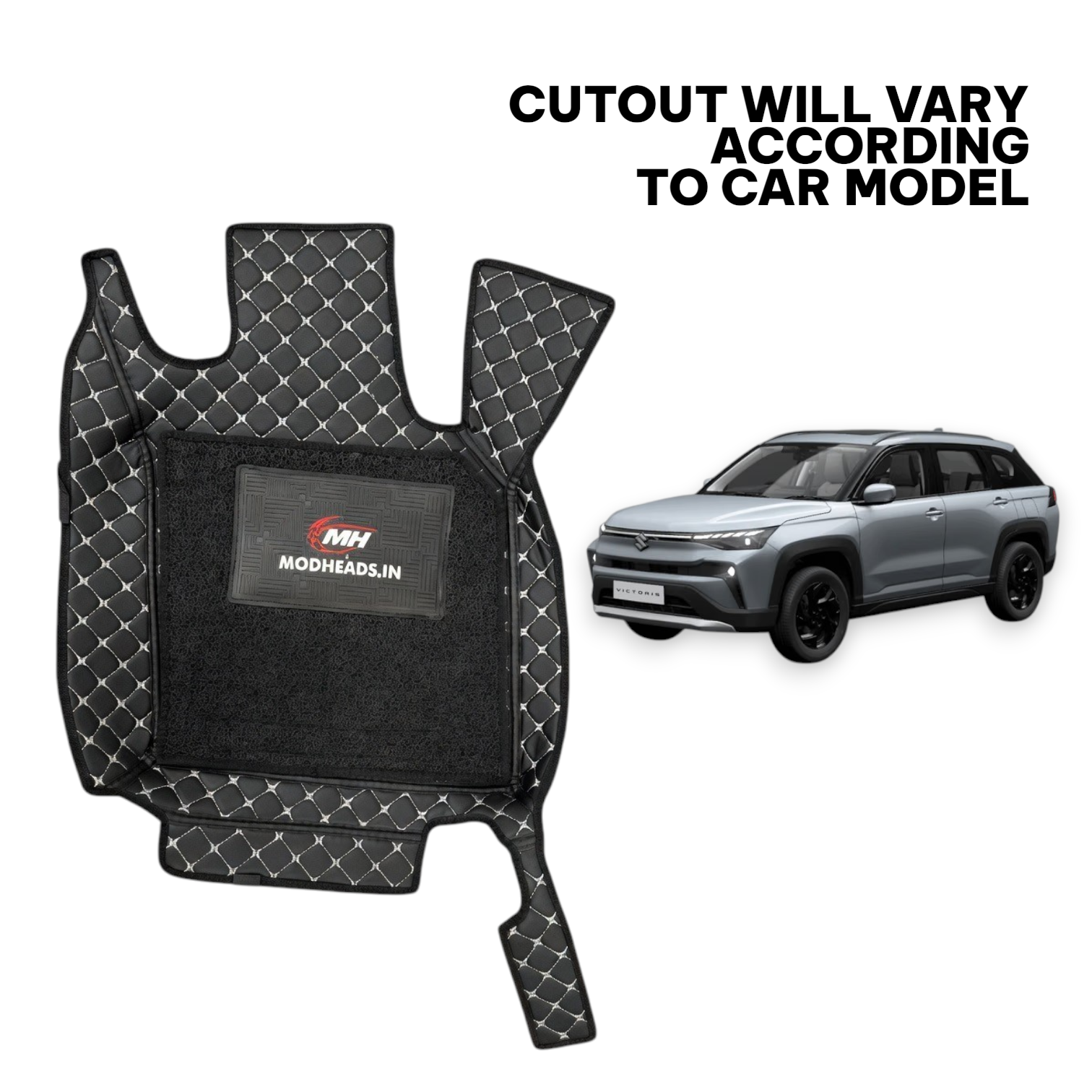 7D Mats For Maruti Suzuki Victoris | Black/Silver - Modheads.in