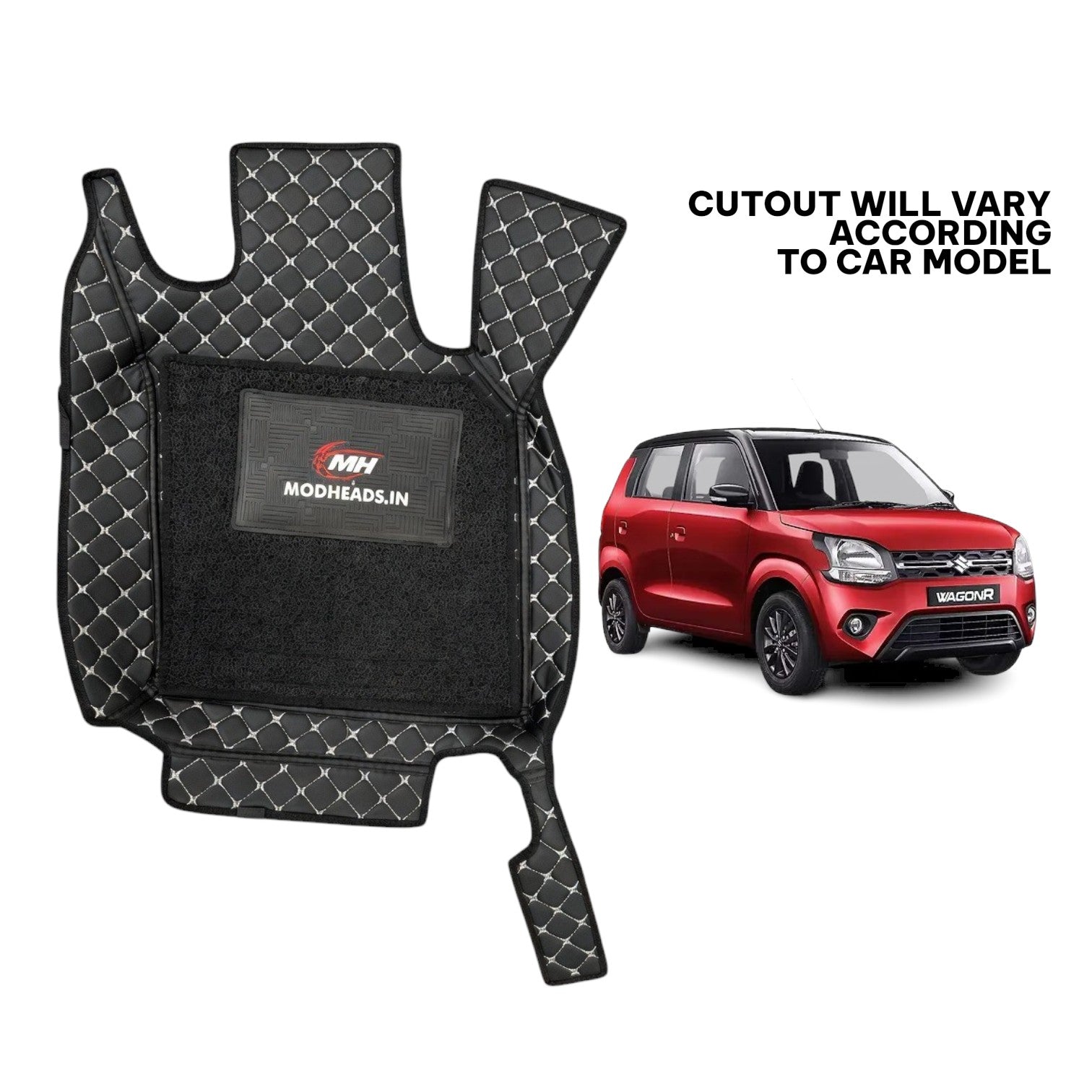 7D Mats for Wagon R 2022+ | Black/Silver - Modheads.in