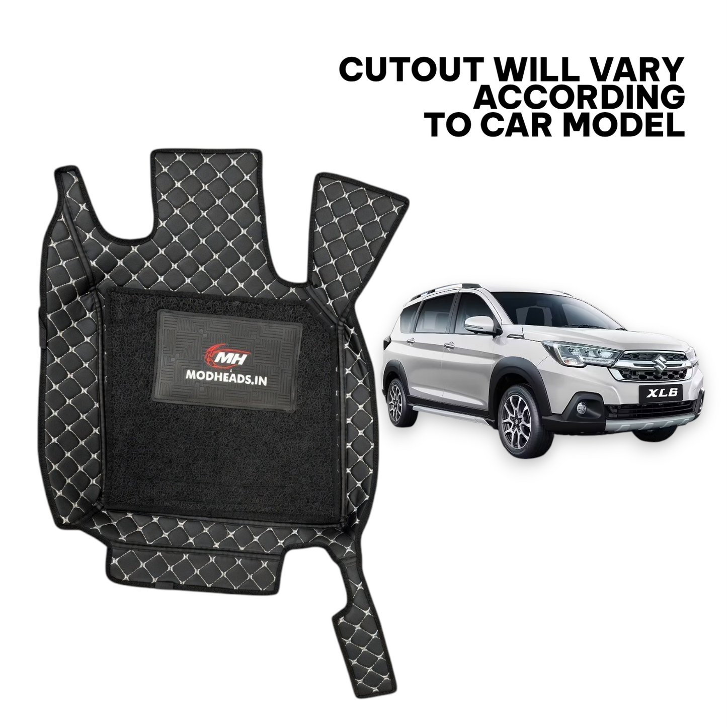 7D Mats For Maruti Suzuki XL6 | Black/Silver - Modheads.in