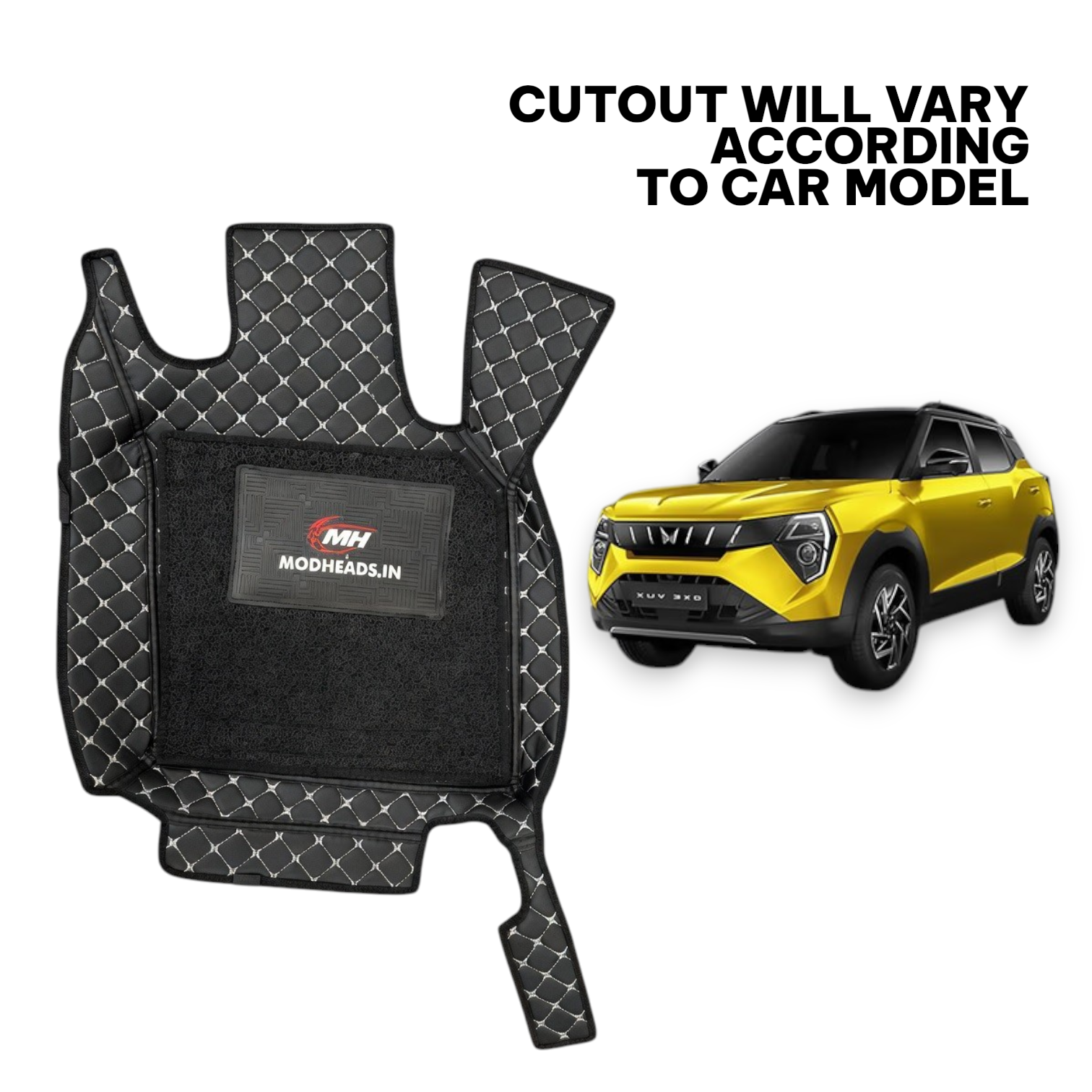 7D Mats For Mahindra XUV3XO | Black/Silver - Modheads.in